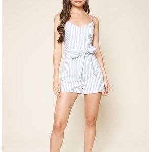 Sugar lips blue and white stripe romper